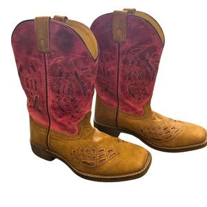 Girls Cowboy Boots with Pink Accents Size 6